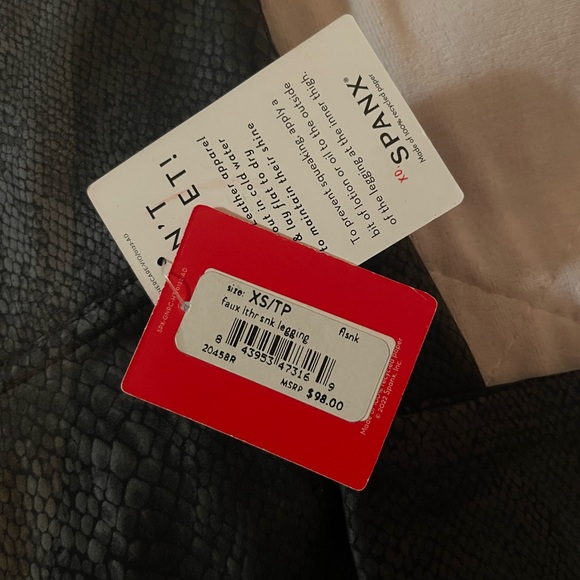 SPANX Faux Leather Matte Snake Leggings for Women Tummy Control XS - Picture 8 of 11